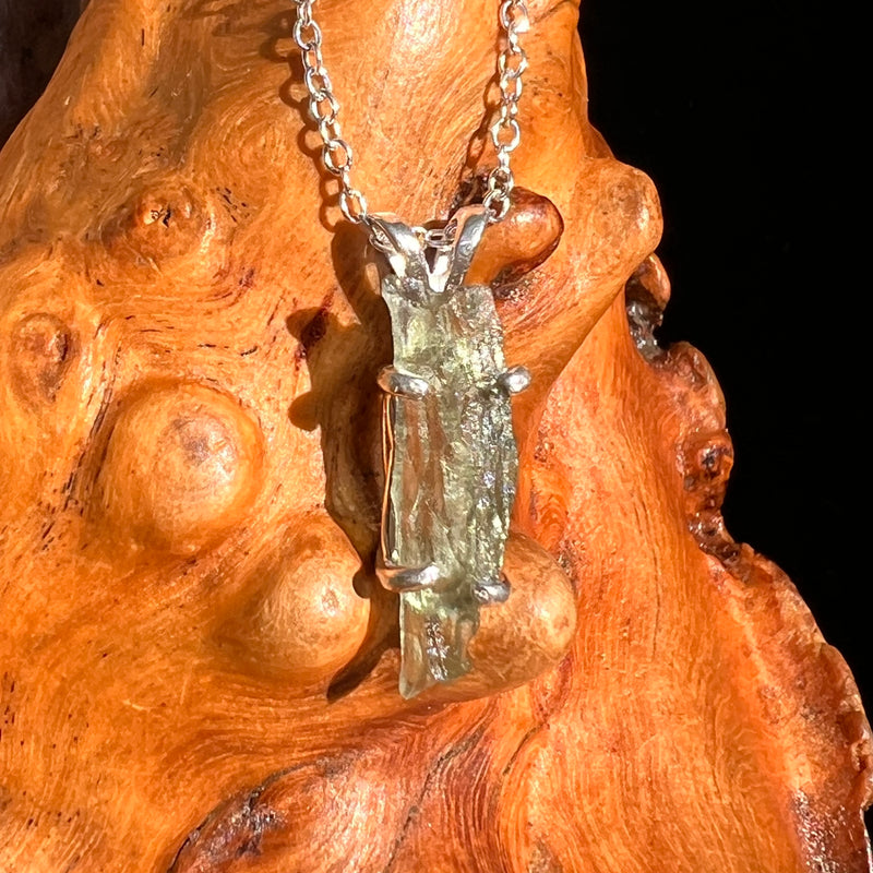 Raw Moldavite Necklace Sterling Silver #8745-Moldavite Life