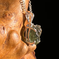 Raw Moldavite Necklace Sterling Silver #8746-Moldavite Life