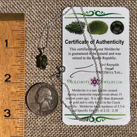 Raw Moldavite Necklace Sterling Silver #8746-Moldavite Life