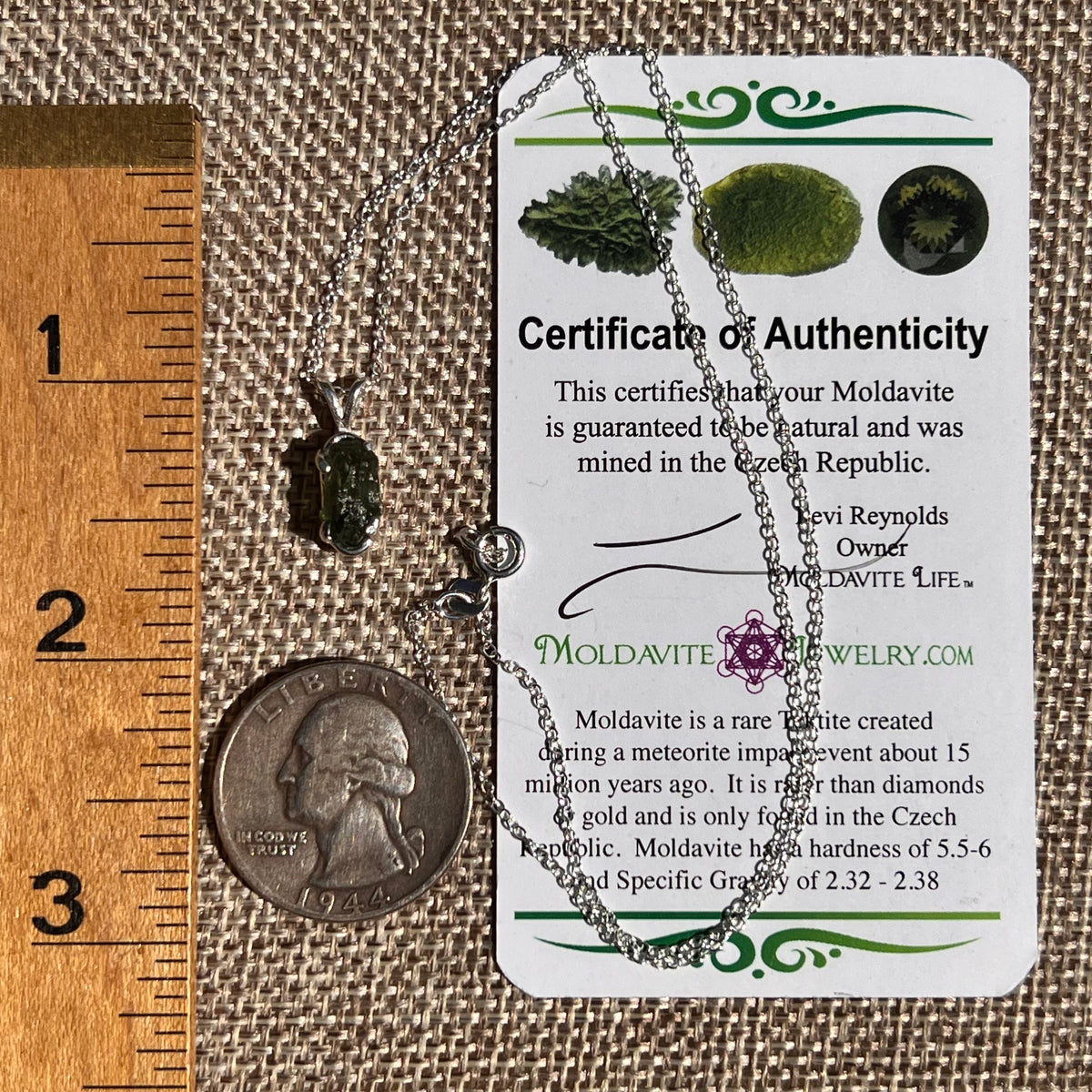 Raw Moldavite Necklace Sterling Silver #8746-Moldavite Life