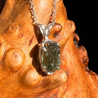 Raw Moldavite Necklace Sterling Silver #8746-Moldavite Life