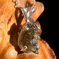 Raw Moldavite Necklace Sterling Silver #8747-Moldavite Life