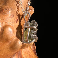 Raw Moldavite Necklace Sterling Silver #8747-Moldavite Life