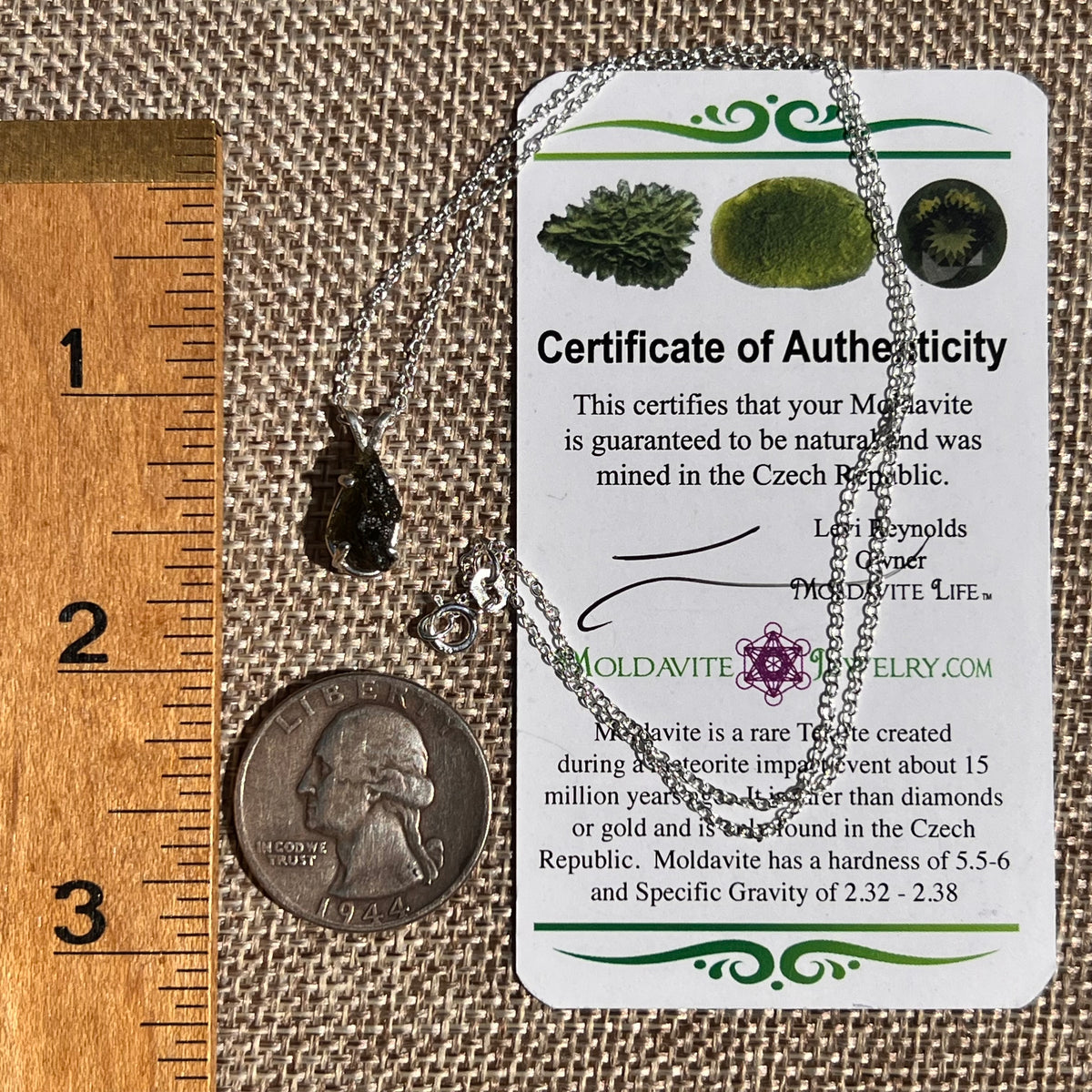 Raw Moldavite Necklace Sterling Silver #8747-Moldavite Life