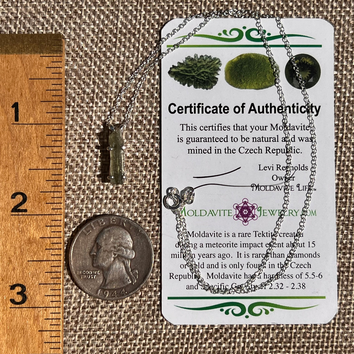 Raw Moldavite Necklace Sterling Silver #8748-Moldavite Life