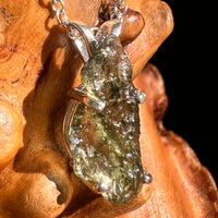 Raw Moldavite Necklace Sterling Silver #8749-Moldavite Life