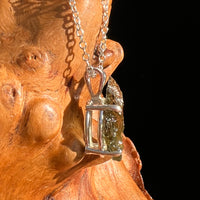 Raw Moldavite Necklace Sterling Silver #8749-Moldavite Life