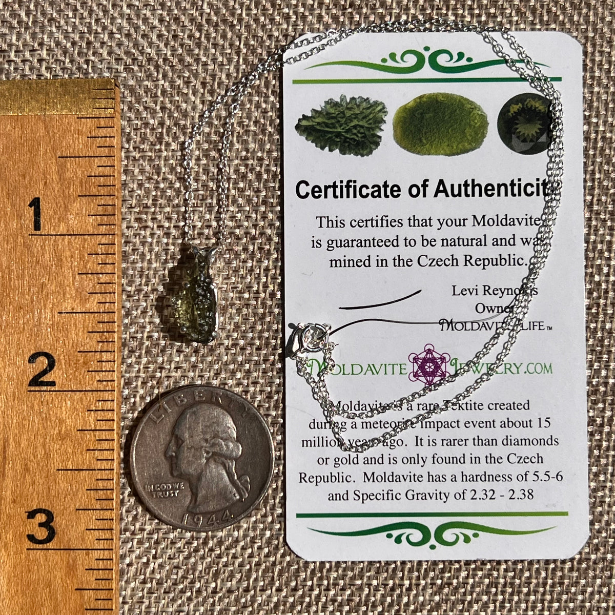 Raw Moldavite Necklace Sterling Silver #8749-Moldavite Life