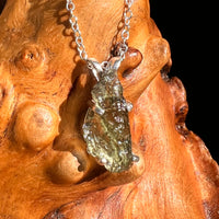 Raw Moldavite Necklace Sterling Silver #8749-Moldavite Life