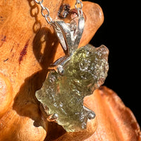 Raw Moldavite Necklace Sterling Silver #8750-Moldavite Life