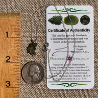 Raw Moldavite Necklace Sterling Silver #8750-Moldavite Life