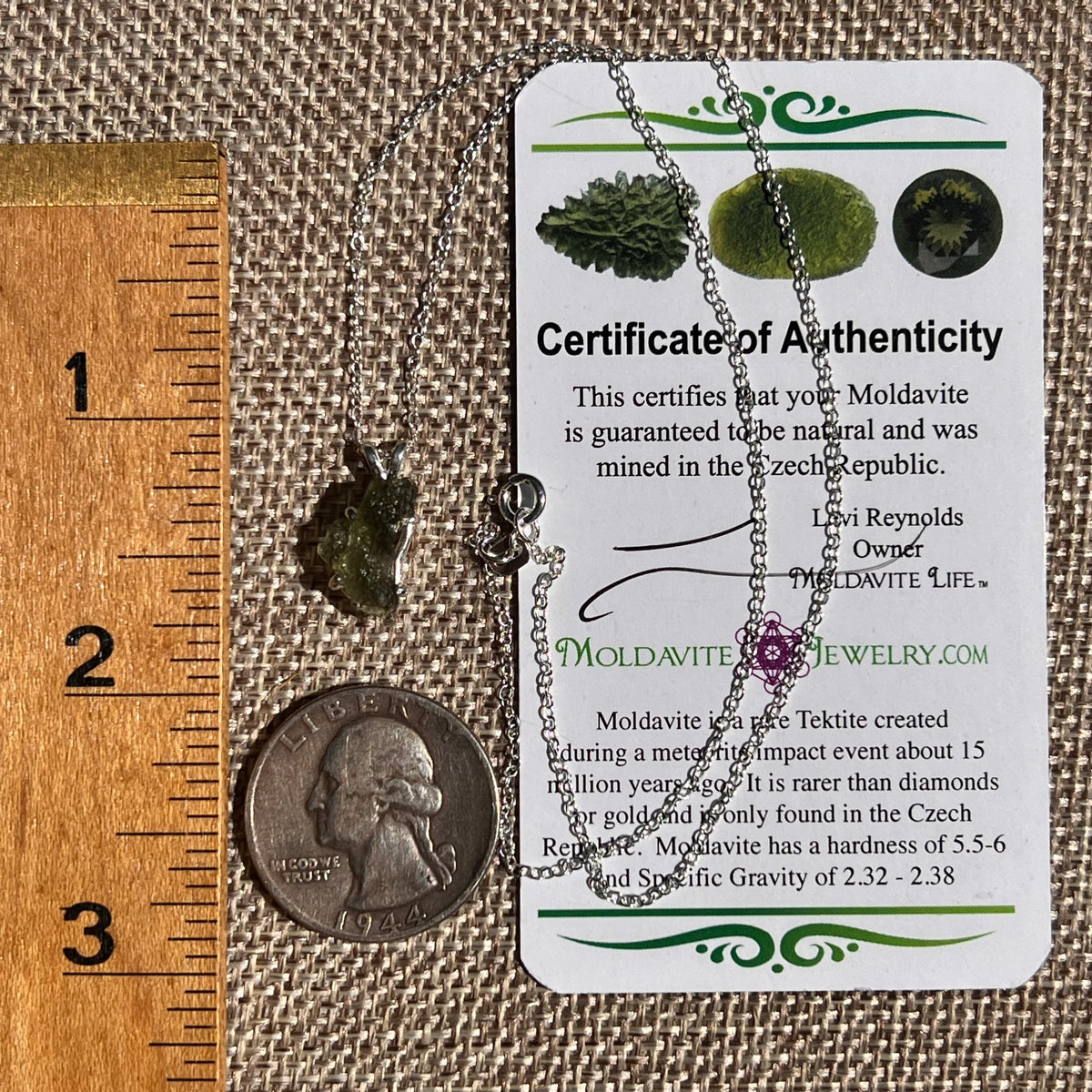 Raw Moldavite Necklace Sterling Silver #8750-Moldavite Life