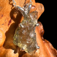 Raw Moldavite Necklace Sterling Silver #8751-Moldavite Life