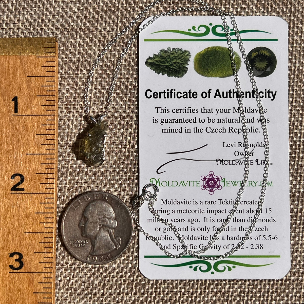 Raw Moldavite Necklace Sterling Silver #8751-Moldavite Life
