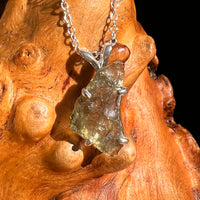 Raw Moldavite Necklace Sterling Silver #8751-Moldavite Life
