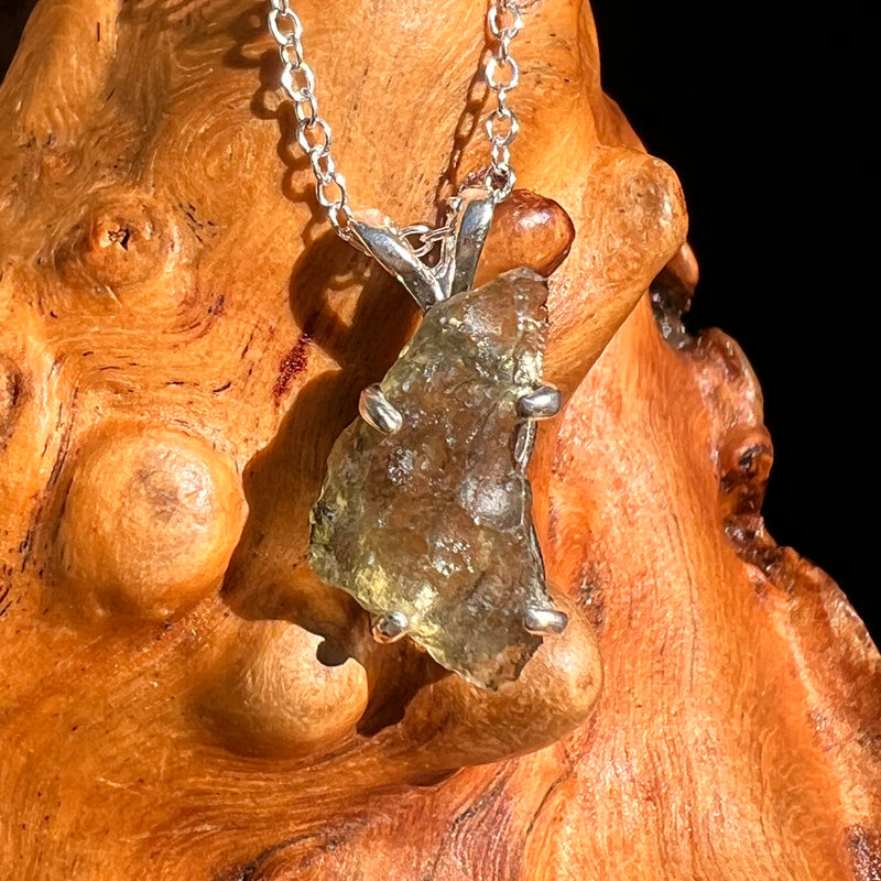 Raw Moldavite Necklace Sterling Silver #8751-Moldavite Life