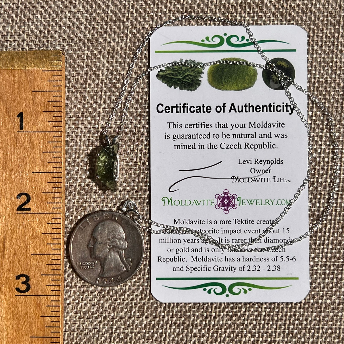 Raw Moldavite Necklace Sterling Silver #8752-Moldavite Life