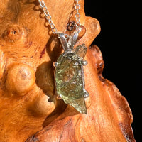 Raw Moldavite Necklace Sterling Silver #8752-Moldavite Life