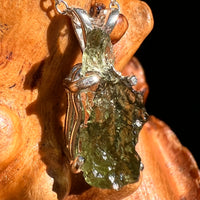 Raw Moldavite Necklace Sterling Silver #8753-Moldavite Life