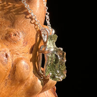 Raw Moldavite Necklace Sterling Silver #8753-Moldavite Life