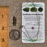 Raw Moldavite Necklace Sterling Silver #8754-Moldavite Life