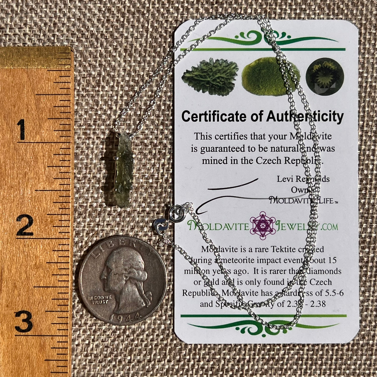 Raw Moldavite Necklace Sterling Silver #8754-Moldavite Life