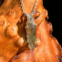 Raw Moldavite Necklace Sterling Silver #8754-Moldavite Life