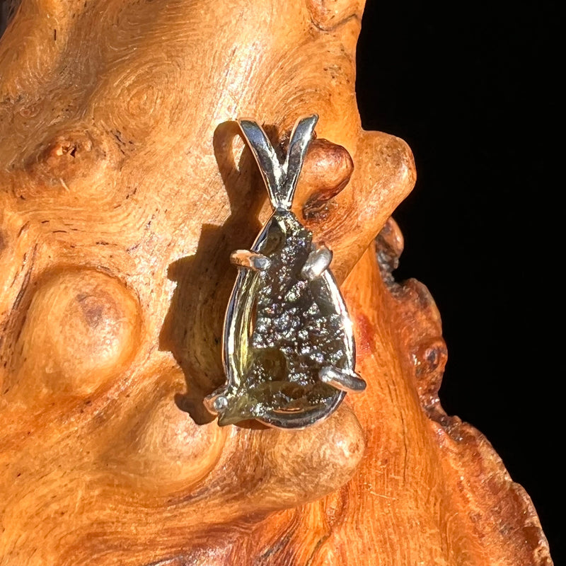 Raw Moldavite Pendant Sterling Silver #6385-Moldavite Life