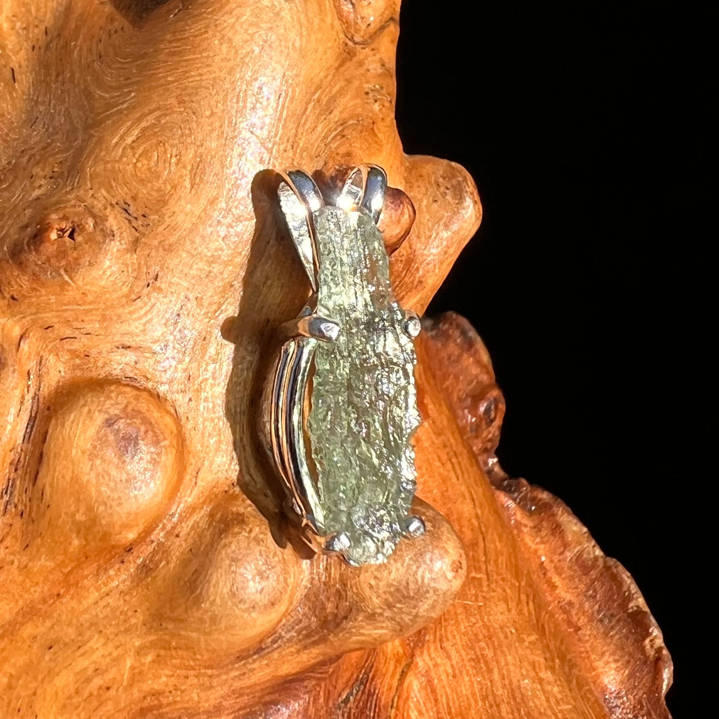 Raw Moldavite Pendant Sterling Silver #6392-Moldavite Life