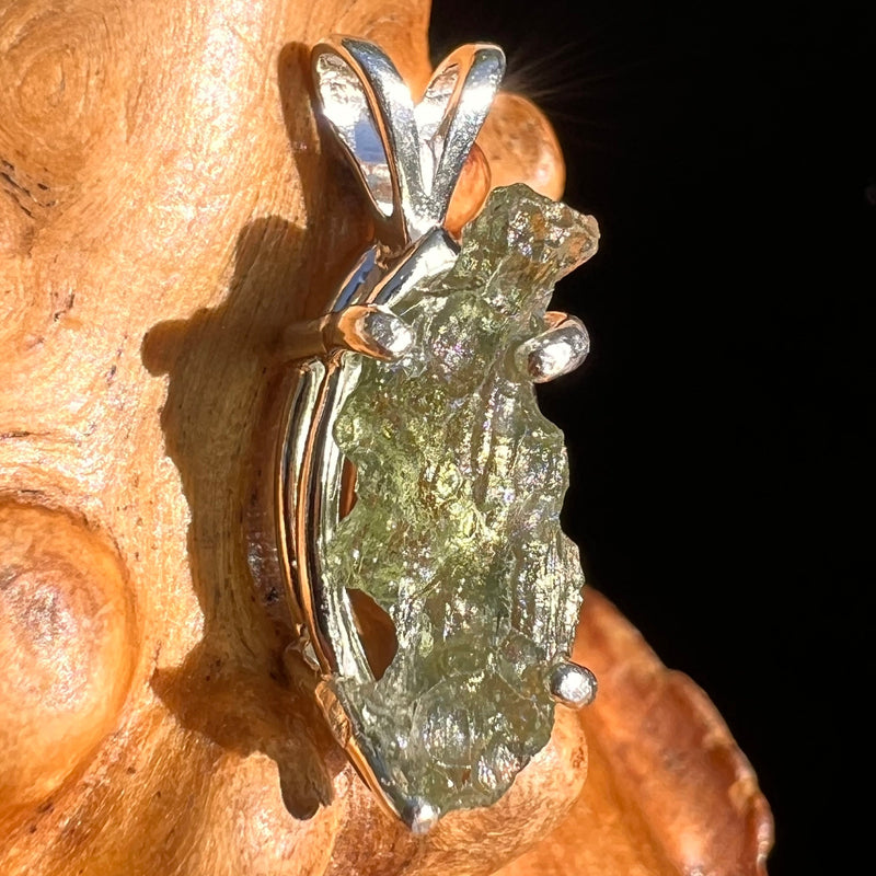 Raw Moldavite Pendant Sterling Silver #6398-Moldavite Life