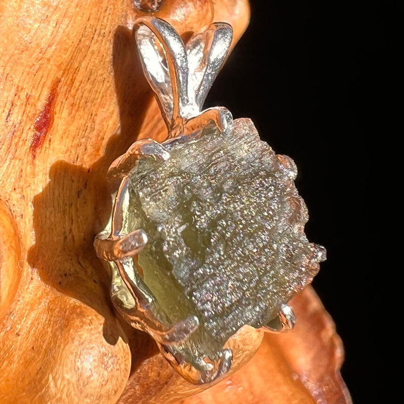 Raw Moldavite Pendant Sterling Silver #7441-Moldavite Life