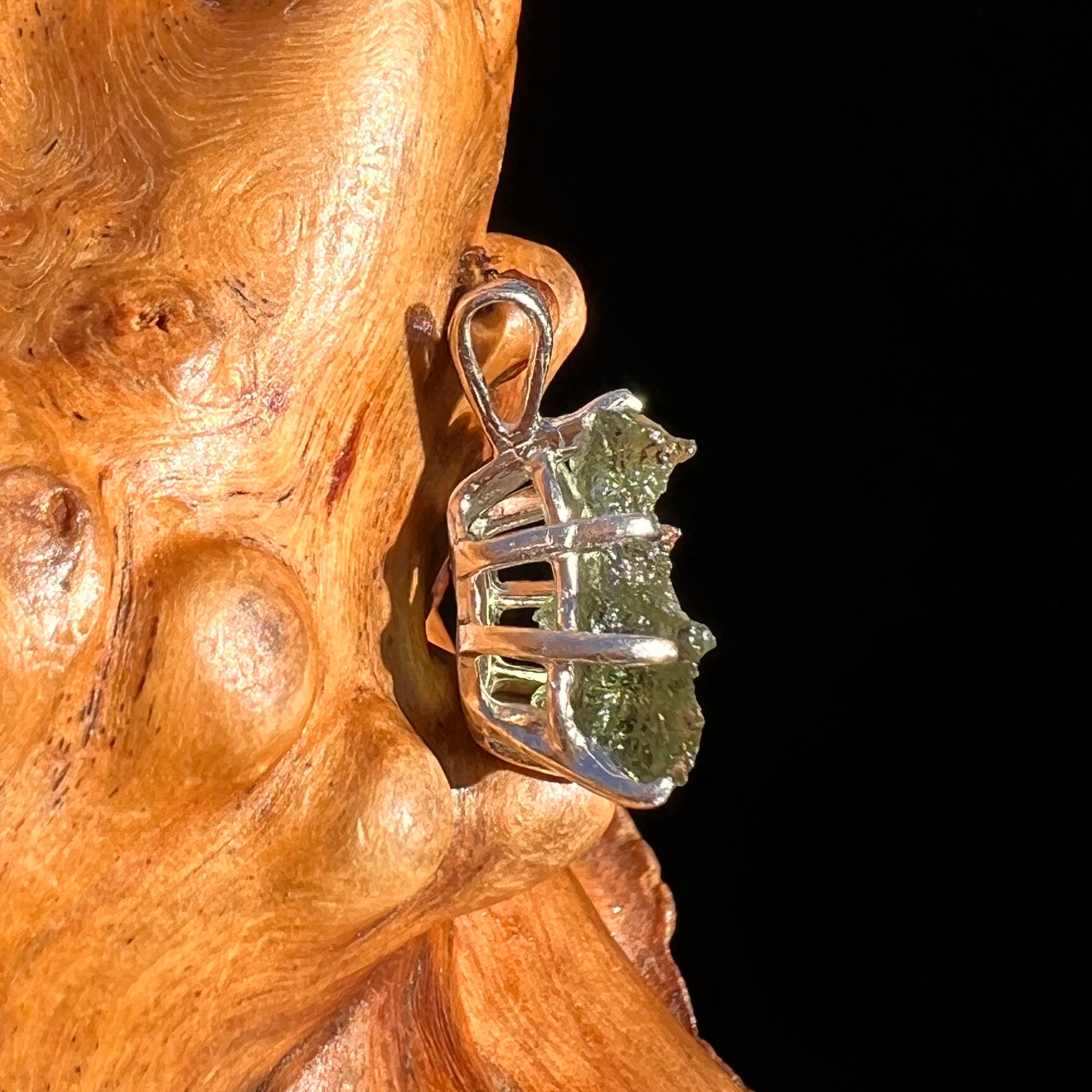 Raw Moldavite Pendant Sterling Silver #7444-Moldavite Life