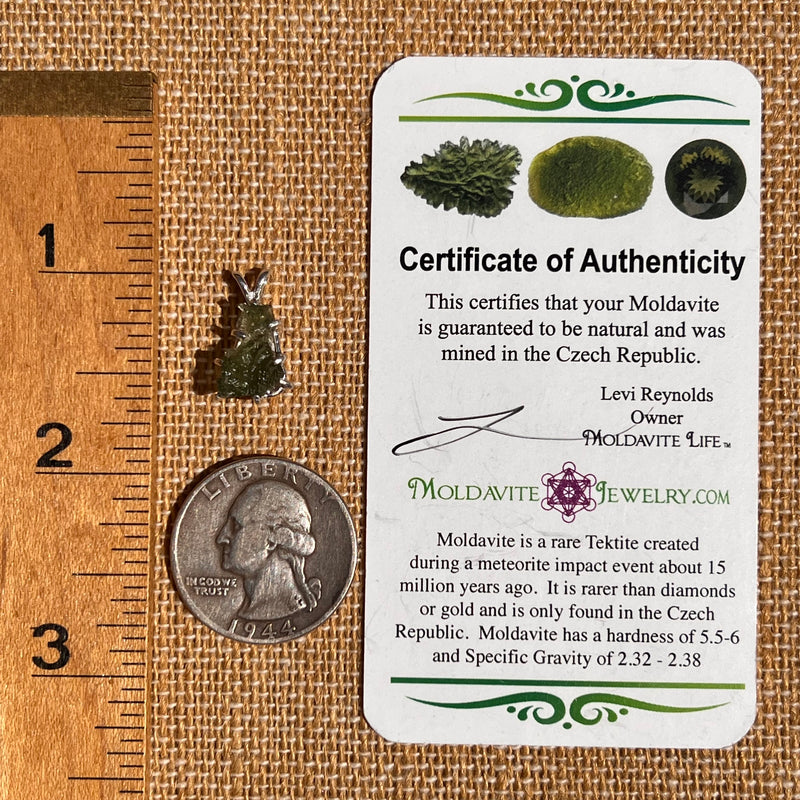 Raw Moldavite Pendant Sterling Silver #7444-Moldavite Life