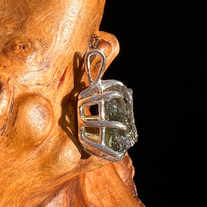 Raw Moldavite Pendant Sterling Silver #7445-Moldavite Life