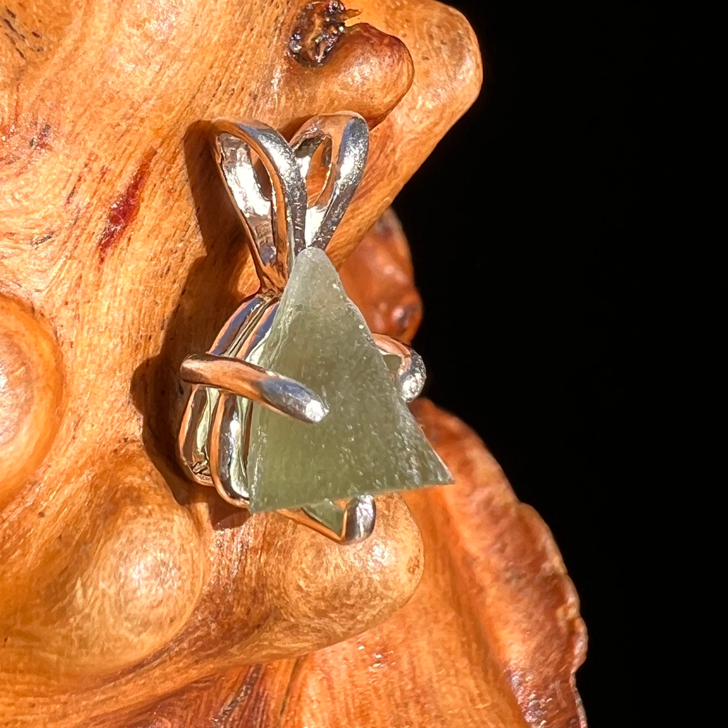Raw Moldavite Pendant Sterling Silver #7458-Moldavite Life