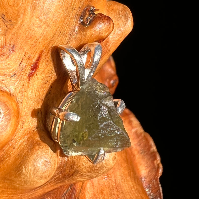 Raw Moldavite Pendant Sterling Silver #7459-Moldavite Life