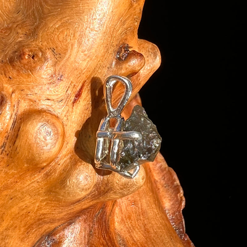 Raw Moldavite Pendant Sterling Silver #7459-Moldavite Life
