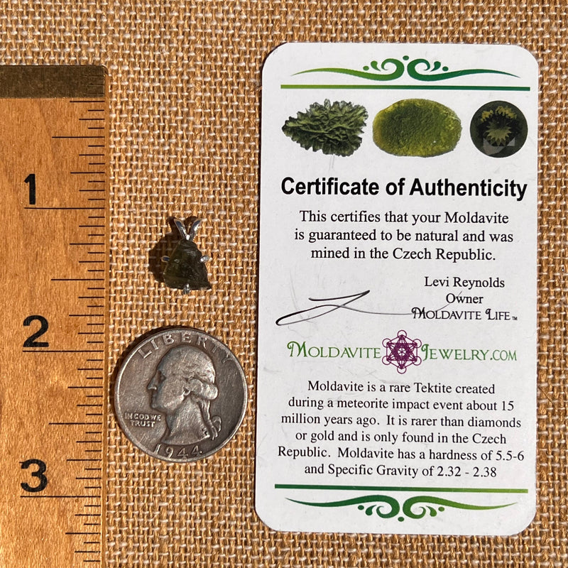 Raw Moldavite Pendant Sterling Silver #7459-Moldavite Life