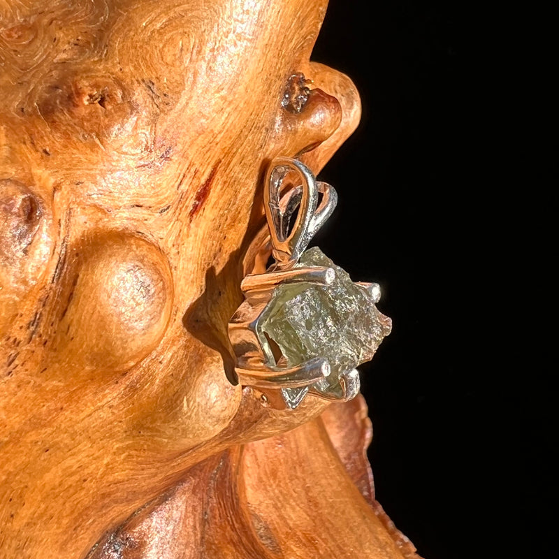 Raw Moldavite Pendant Sterling Silver #7460-Moldavite Life
