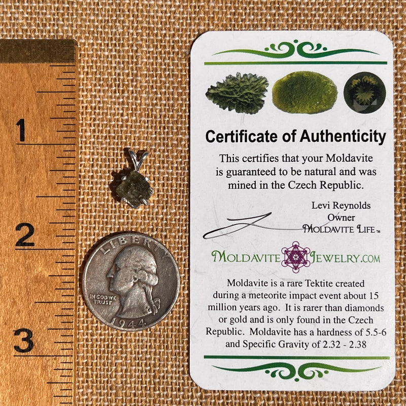 Raw Moldavite Pendant Sterling Silver #7460-Moldavite Life