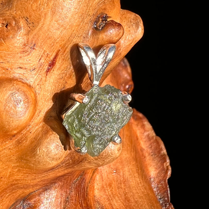 Raw Moldavite Pendant Sterling Silver #7461-Moldavite Life