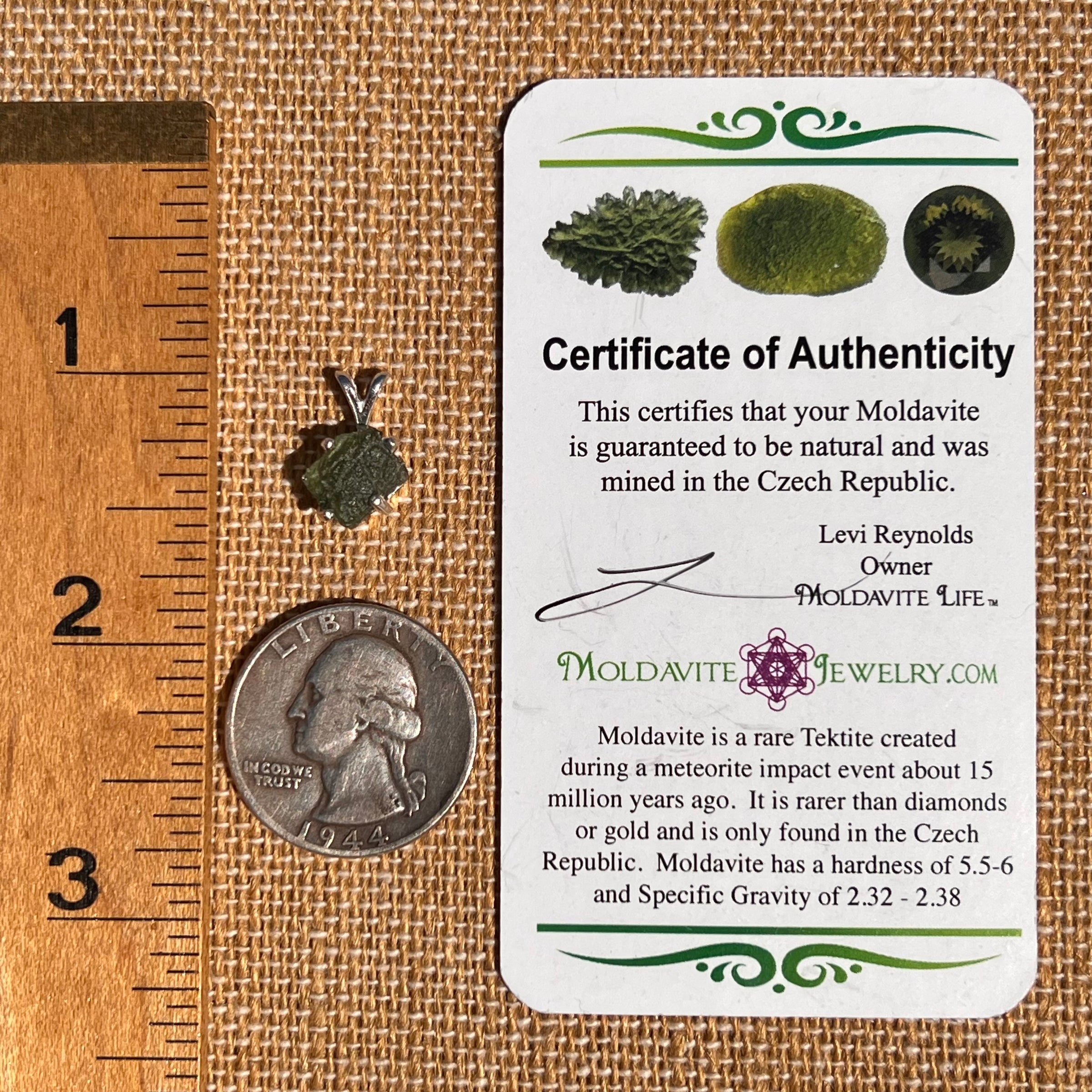 Raw Moldavite Pendant Sterling Silver #7461-Moldavite Life