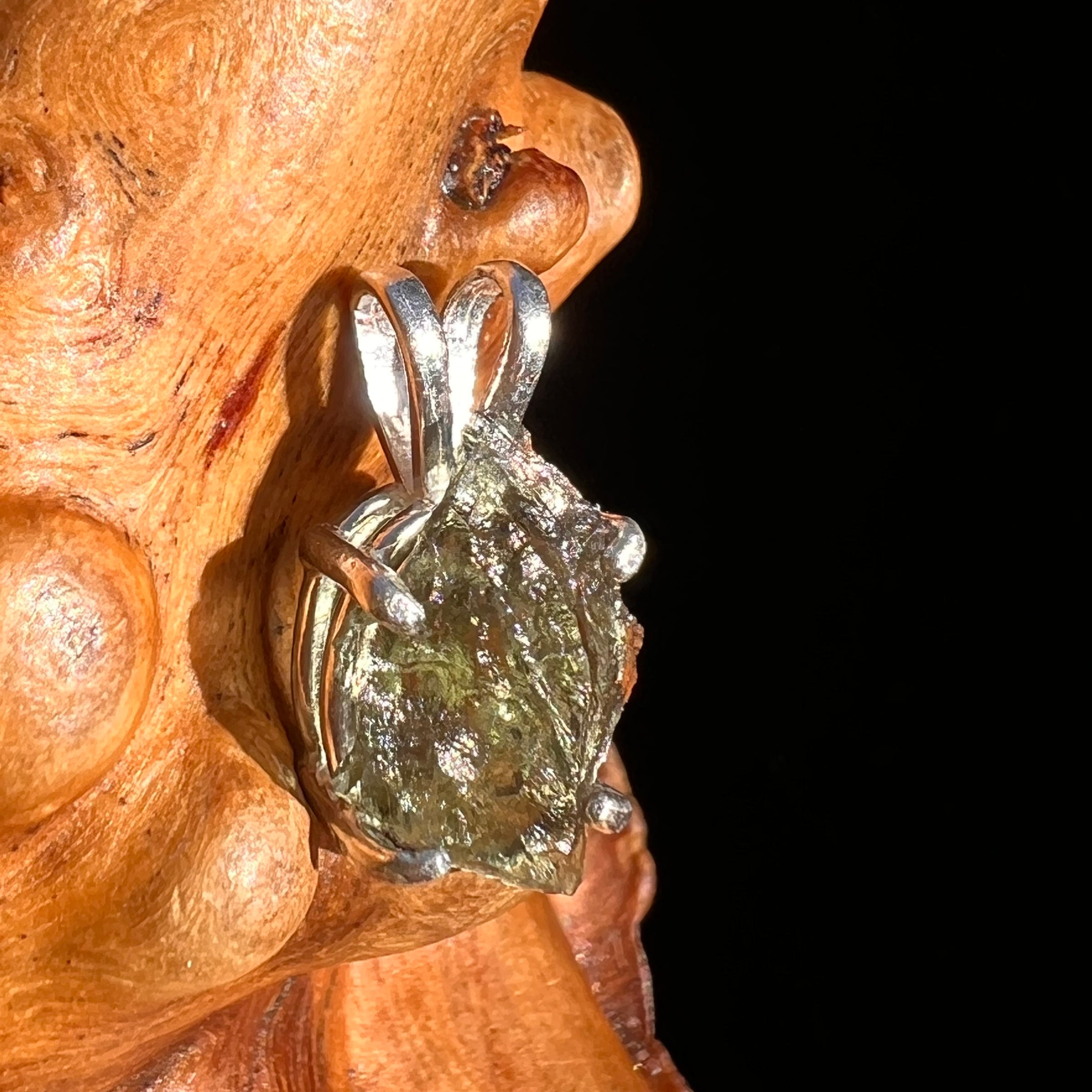 Raw Moldavite Pendant Sterling Silver #7462-Moldavite Life