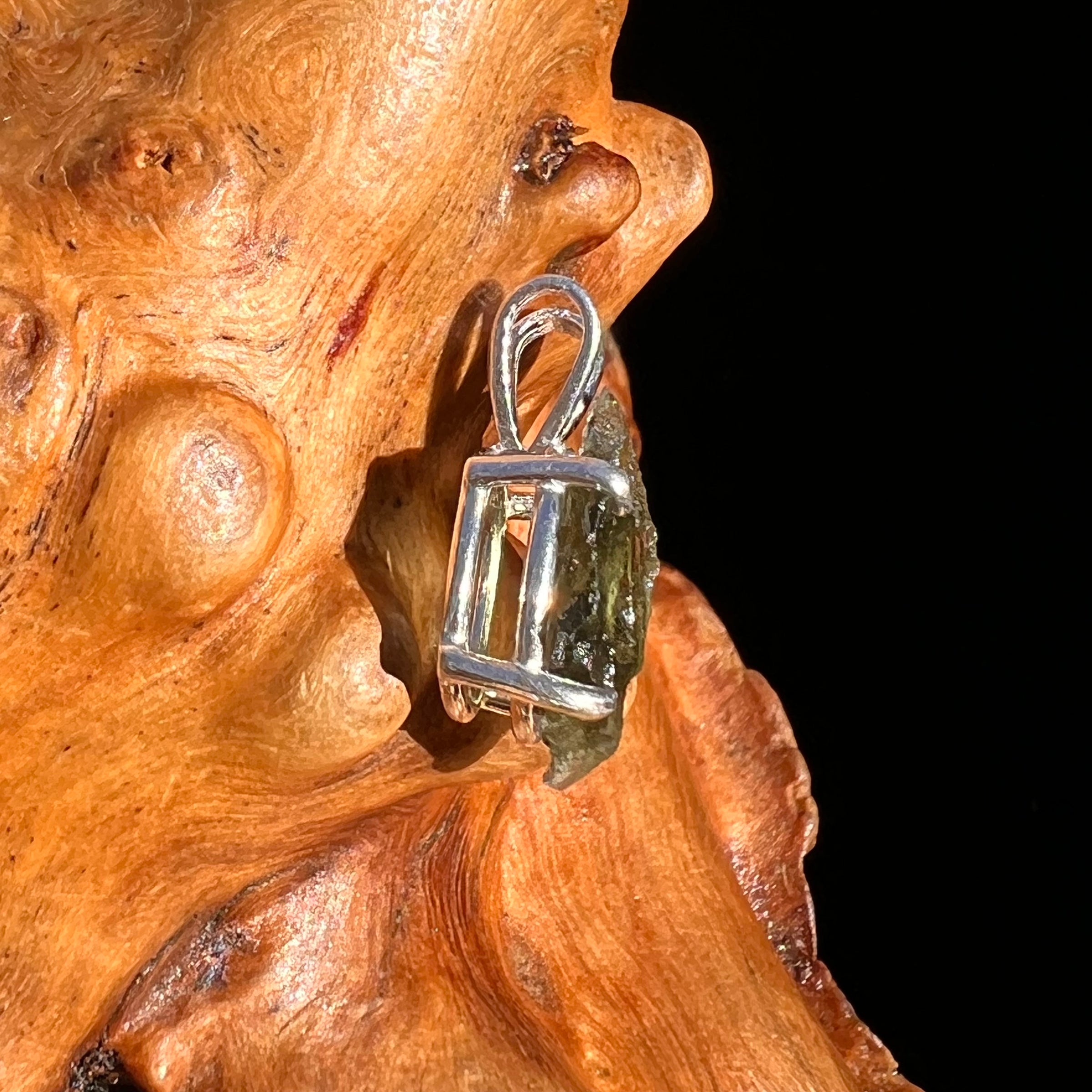 Raw Moldavite Pendant Sterling Silver #7462-Moldavite Life
