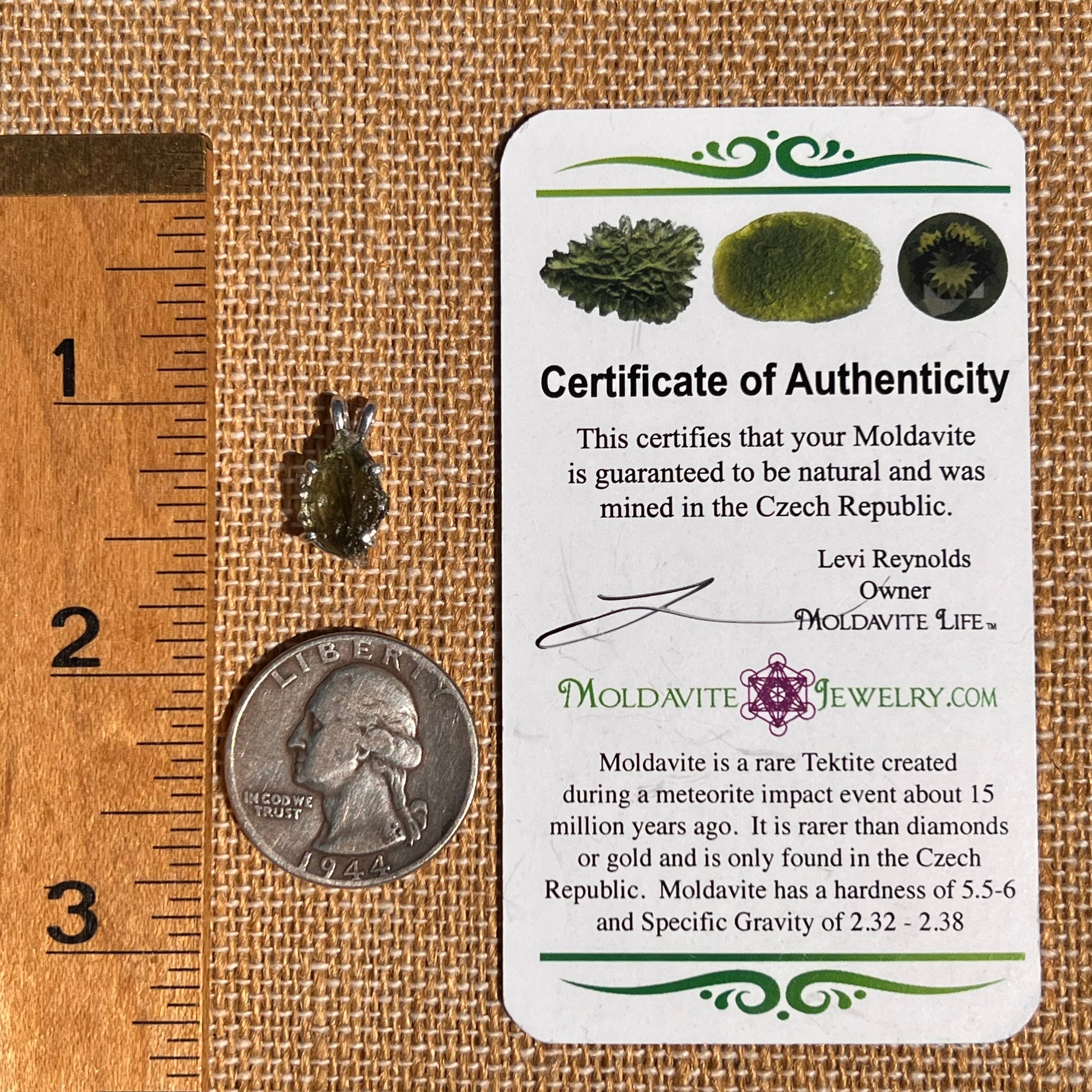 Raw Moldavite Pendant Sterling Silver #7462-Moldavite Life
