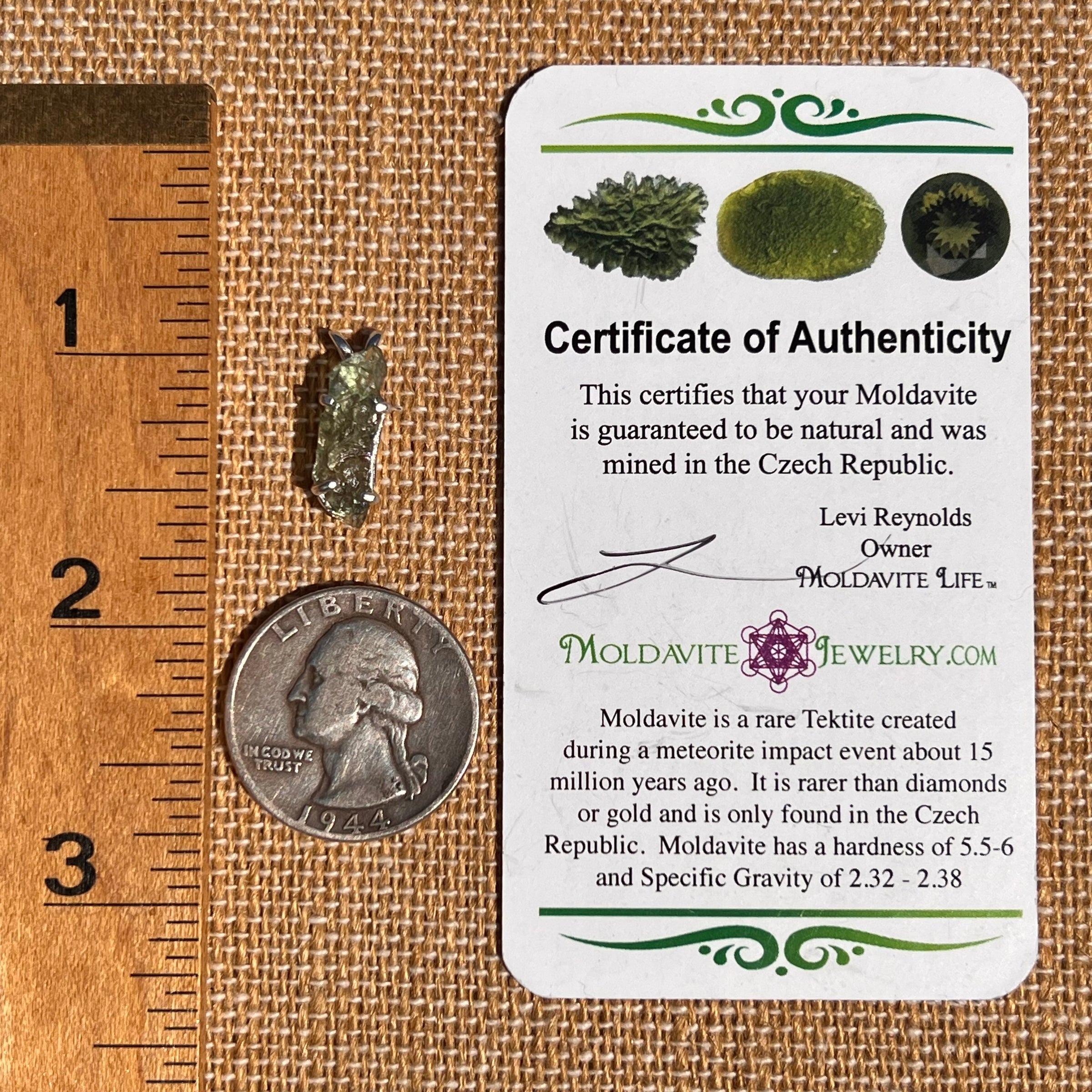 Raw Moldavite Pendant Sterling Silver #7463-Moldavite Life