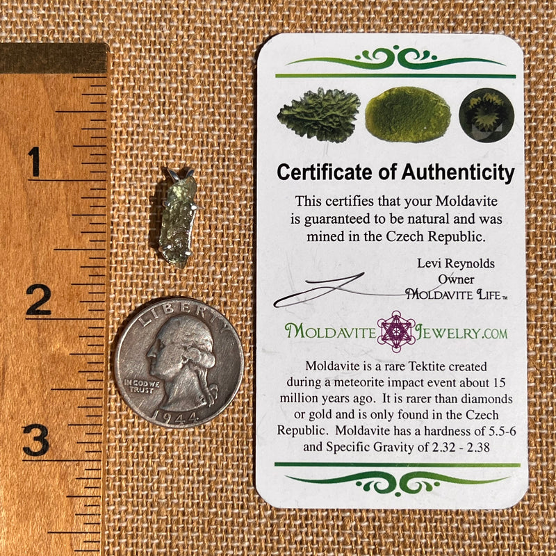 Raw Moldavite Pendant Sterling Silver #7463-Moldavite Life