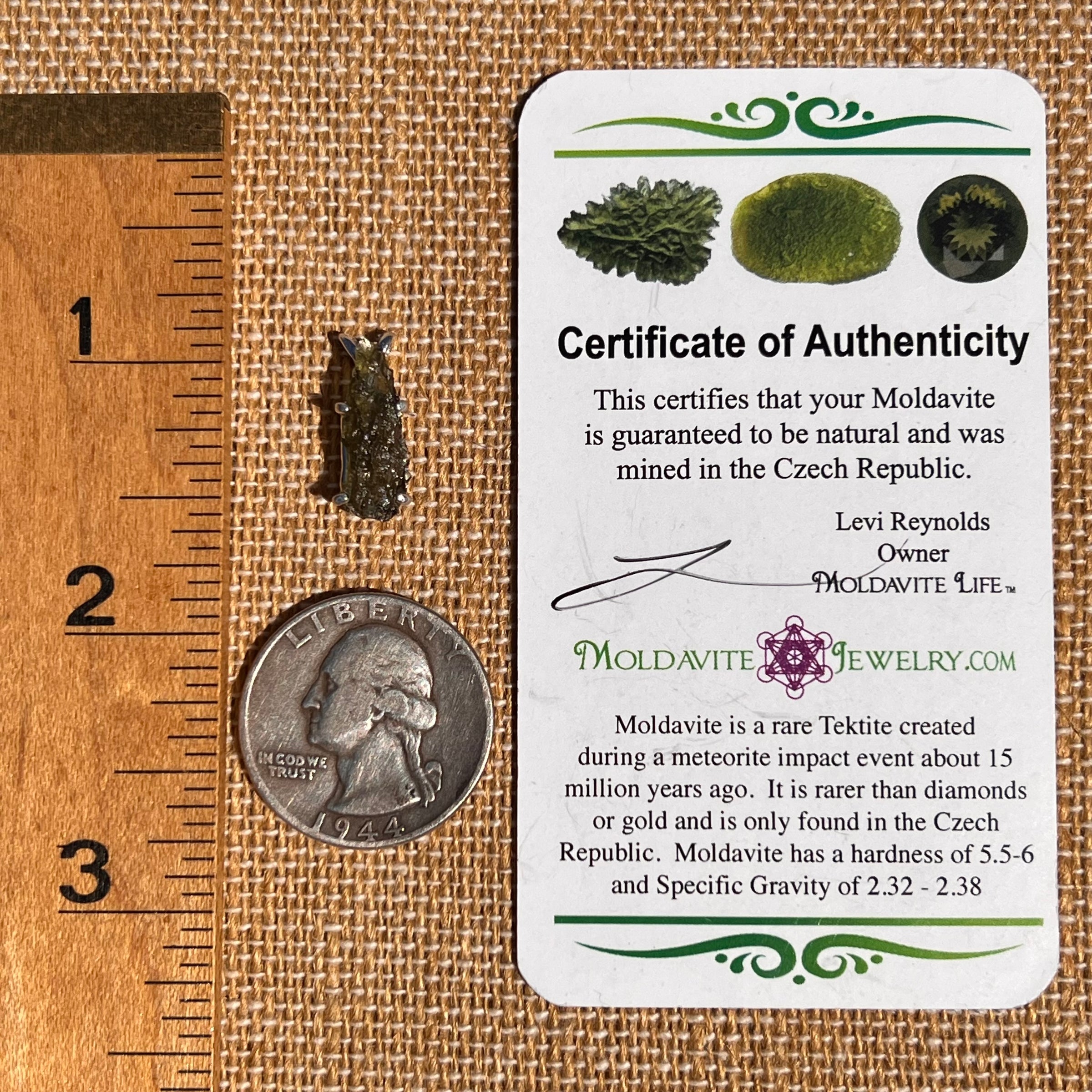 Raw Moldavite Pendant Sterling Silver #7464-Moldavite Life