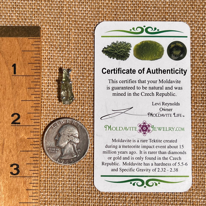 Raw Moldavite Pendant Sterling Silver #7465-Moldavite Life