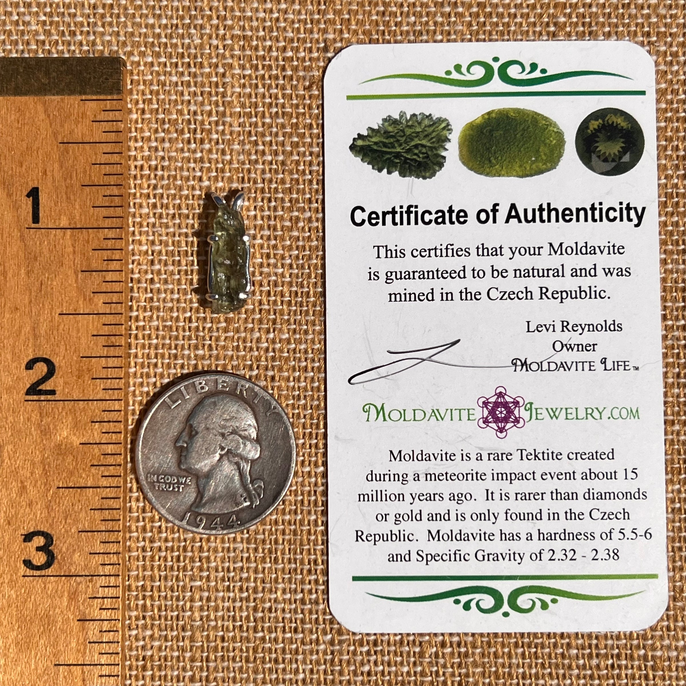 Raw Moldavite Pendant Sterling Silver #7466-Moldavite Life